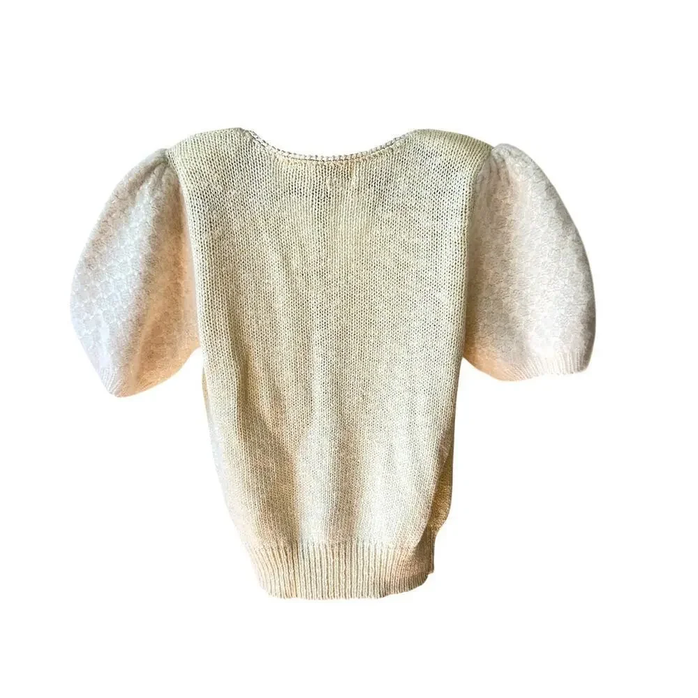 Vintage Andrea Haber Angora Blend Puff Sleeve Knit Top - Medium - Picture 2 of 7